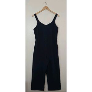 Everlane Japanese GoWeave Slip Jumpsuit Womens Size 6 Navy Blue Wide Leg